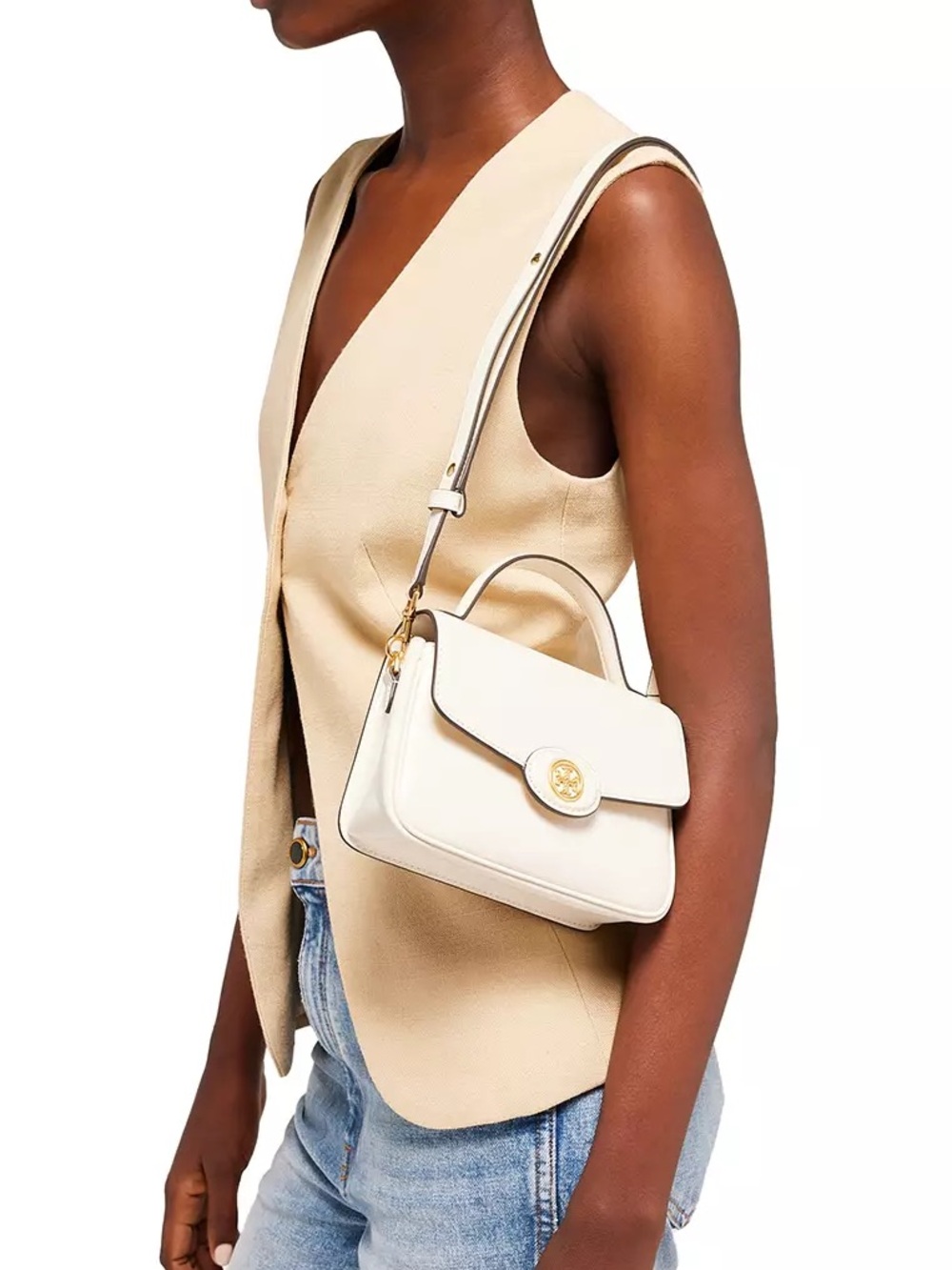 Tory Burch Small Robinson Spazzolato Top Handle Bag - Picture 11 of 11